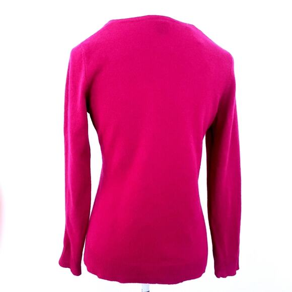 Ann Taylor Fact 100% Cashmere Sweater Pink Vneck MP Medium Petite Top Shirt - Picture 2 of 8